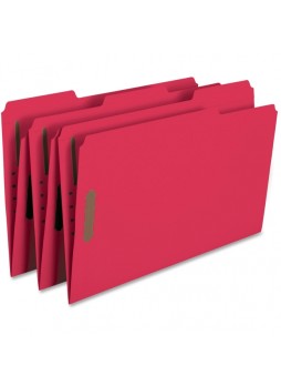 Smead Red Colored Fastener File Folders with Reinforced Tabs, Legal size, 0.75" expansion, 1/3 tab cut, Box of 50